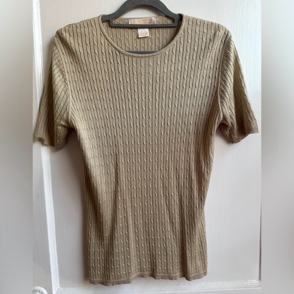 Brooks Brothers 100% Silk Beige Short Sleeve Tee